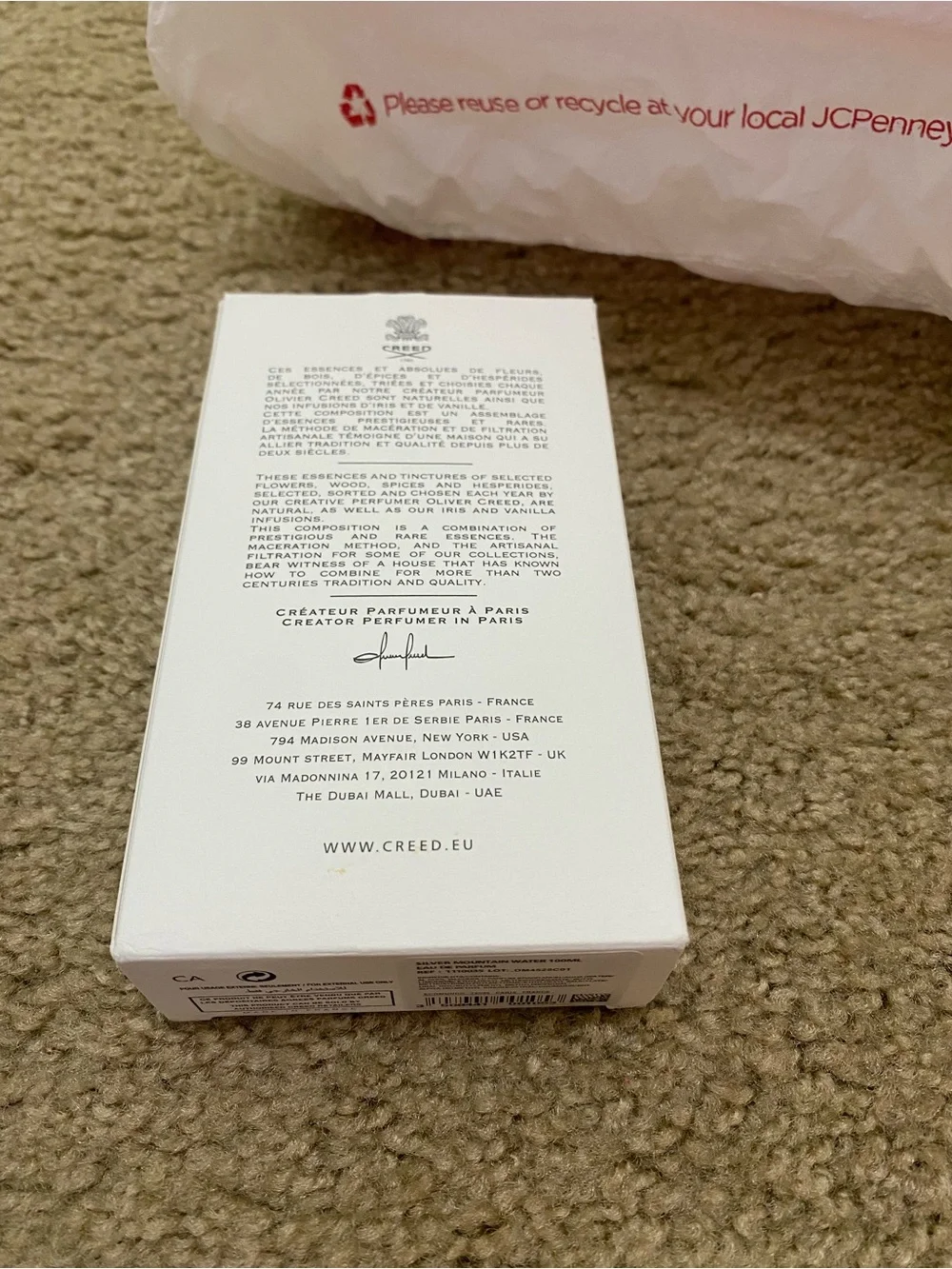 Creed Silver Mountain Water White & Gold Box